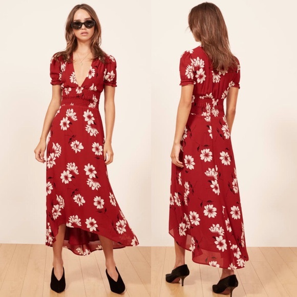 Reformation Dresses & Skirts - NEW Reformation Dane Red Floral Dress Small